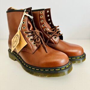 NEW DR. MARTENS AIRWAIR CHESTNUT BROWN 1460 VEGAN ANKLE BOOTIE US 8M/9W